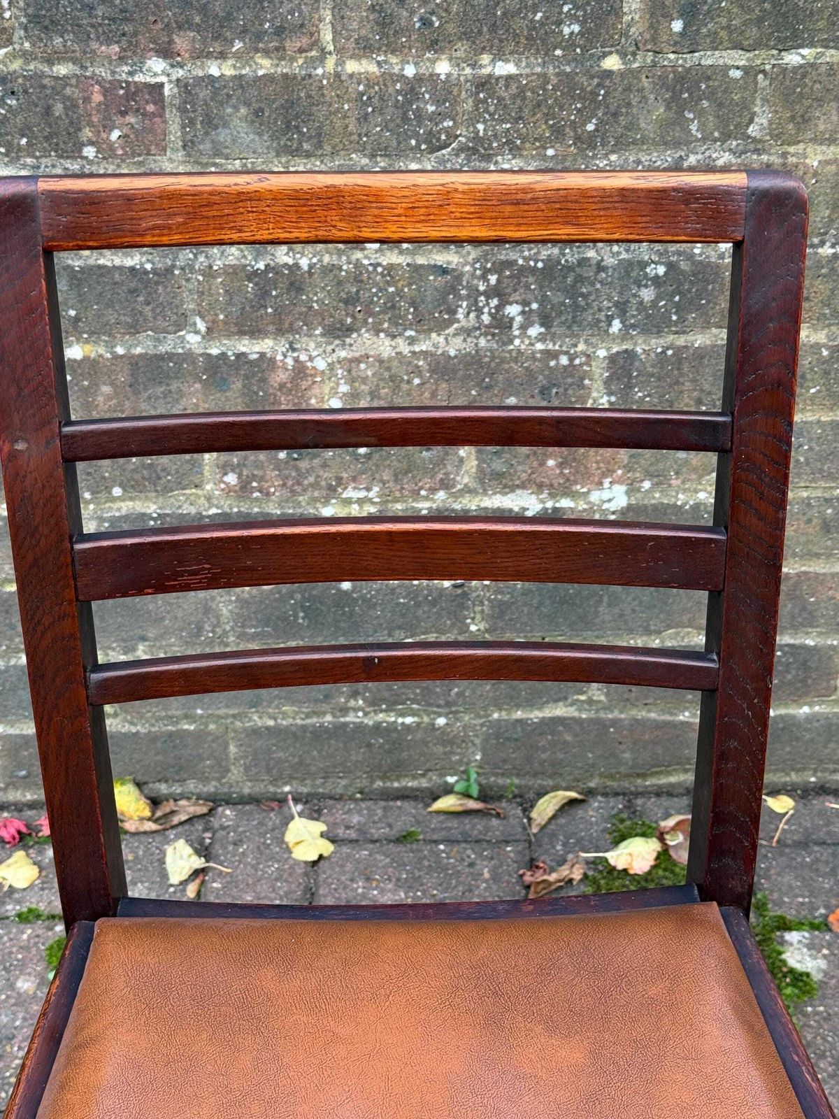 photo furniture Vintage 1940s/50s High Wycombe Be At Ees Ladder Back Solid Wooden Chair With Leather Seat, Bristow & Townsend Ltd