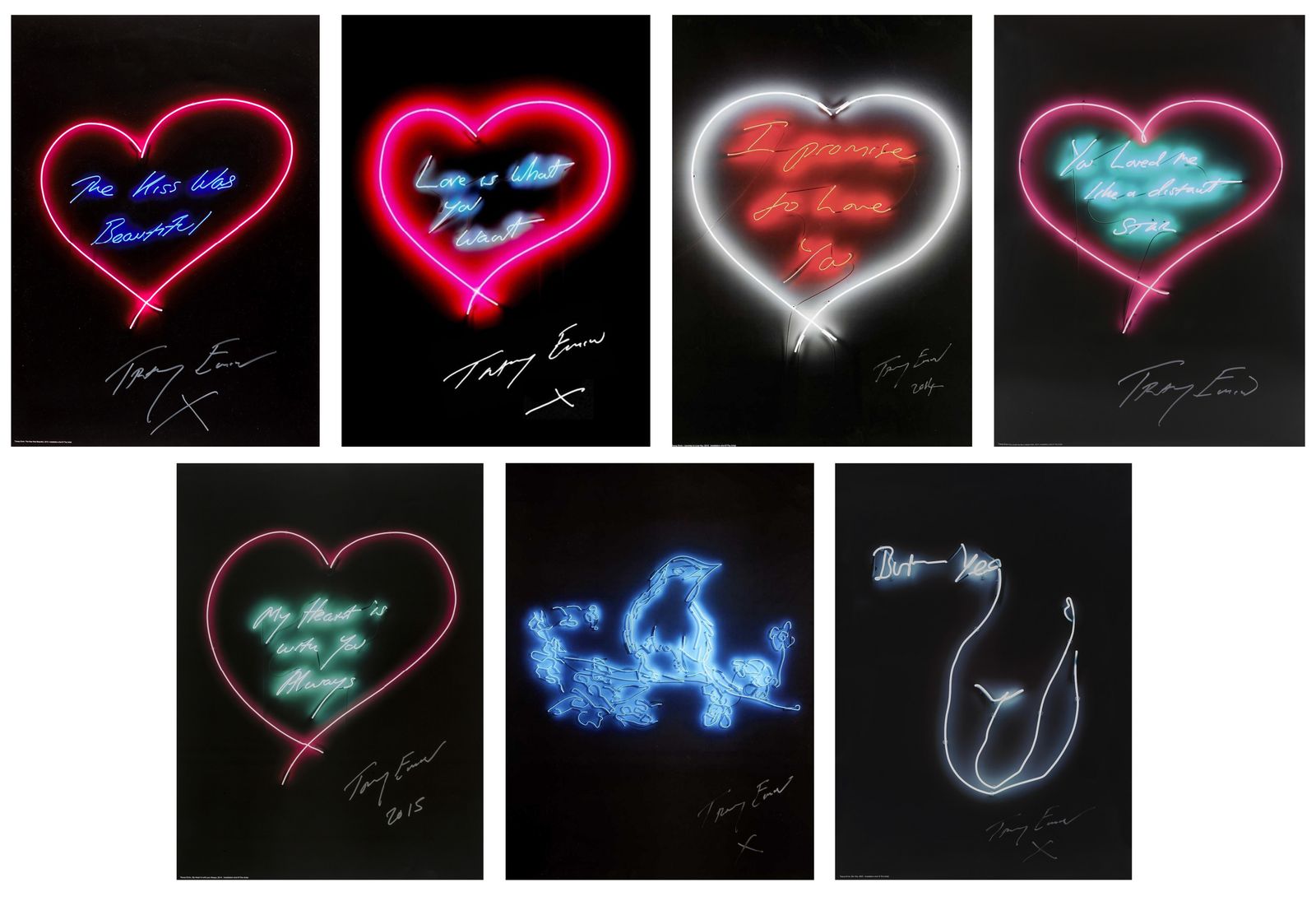 Tracey Emin Full Set Of Hand Signed Love Neon Posters