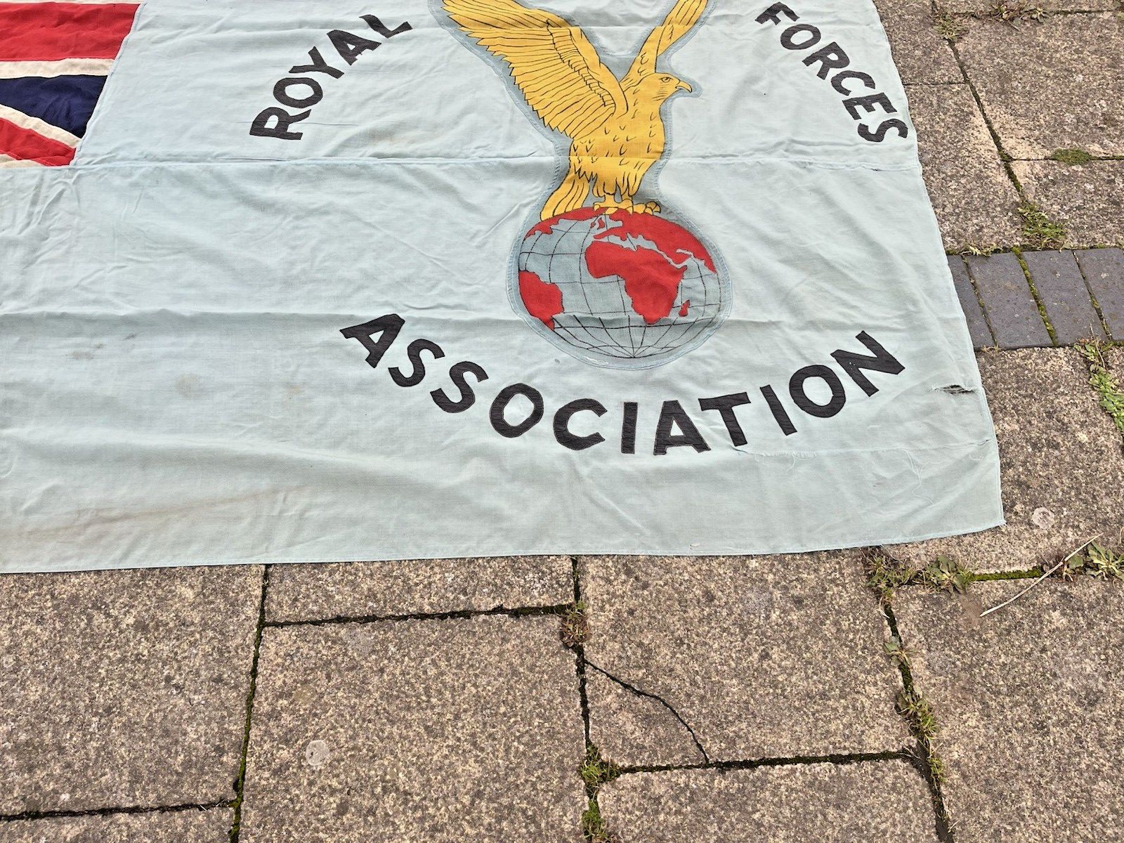 10' Antique Original World War 2 Wwii Raf Royal Air Force Association Linen Flag photo vintage