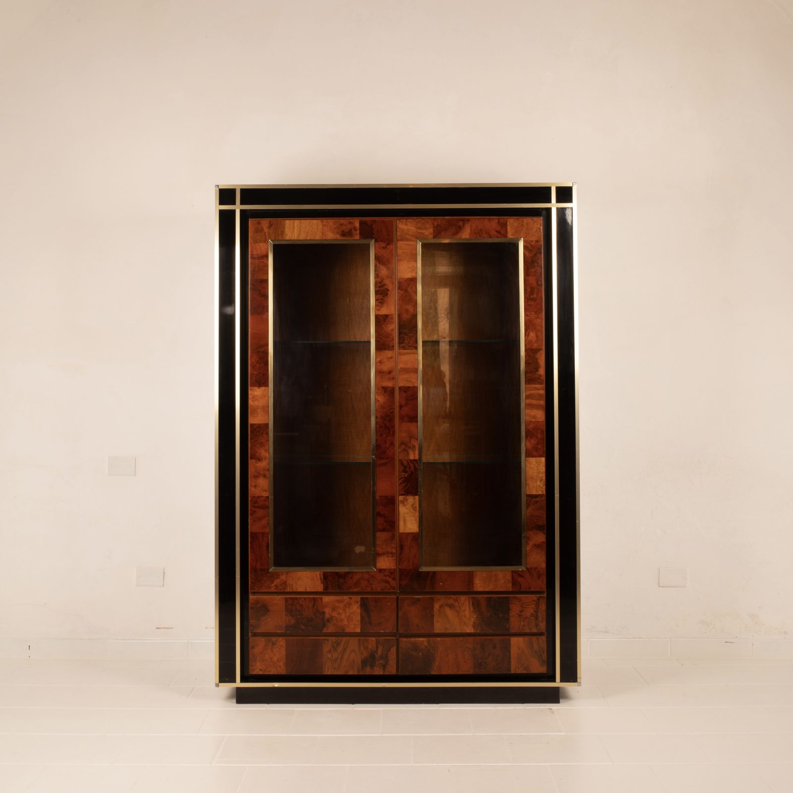 Redwood Bar Display Cabinet By Willy Rizzo For Mario Sabot