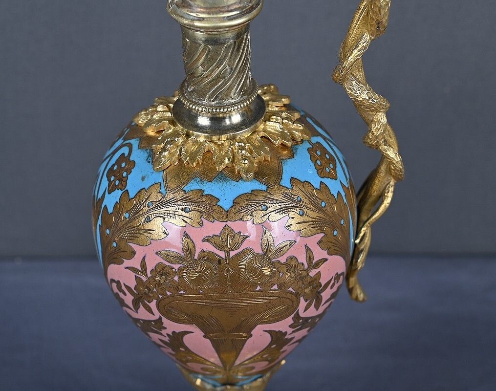Pair Of Bronze & Cloisonné Enamel Ewers, Napoleon III Period – Mid 19th Century photo buy