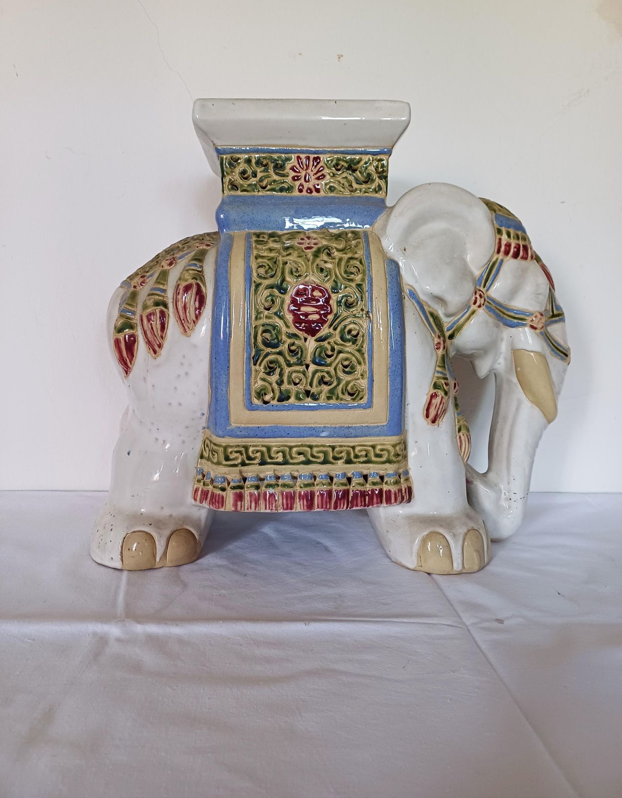 Large Ceramic Elephant Garden Stool Or Plant Stand, 1960s photo for sale