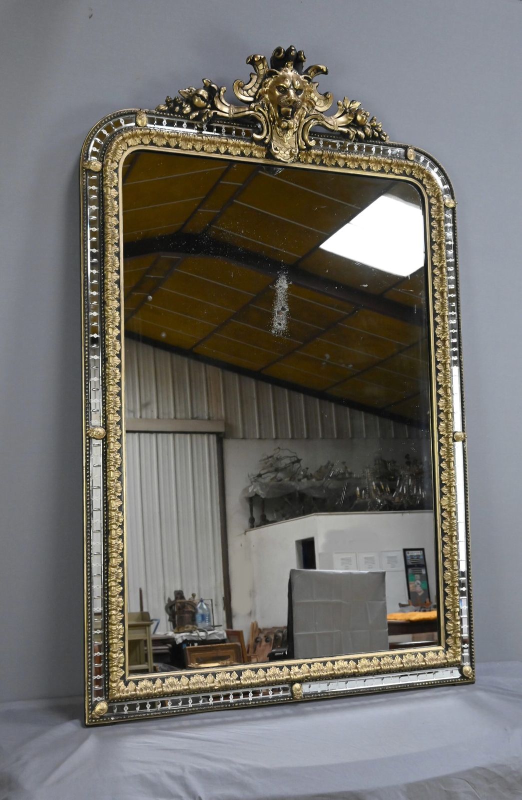 Large Mirror With Parcloses In Gilded And Blackened Wood, Napoleon III Style – Late 19th Century photo Home Decor