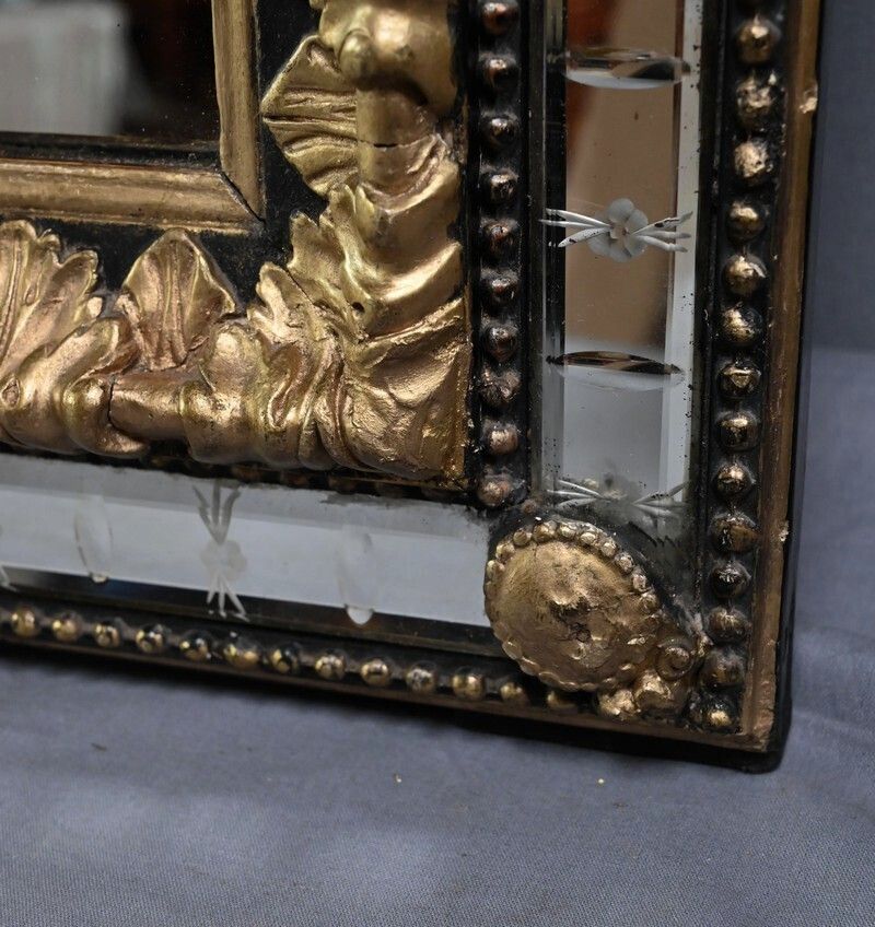 photo vinterior Large Mirror With Parcloses In Gilded And Blackened Wood, Napoleon III Style – Late 19th Century