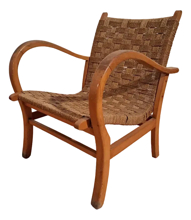 German Bauhaus Beech And Paper Cord Chair By Erich Dieckmann, 1925
