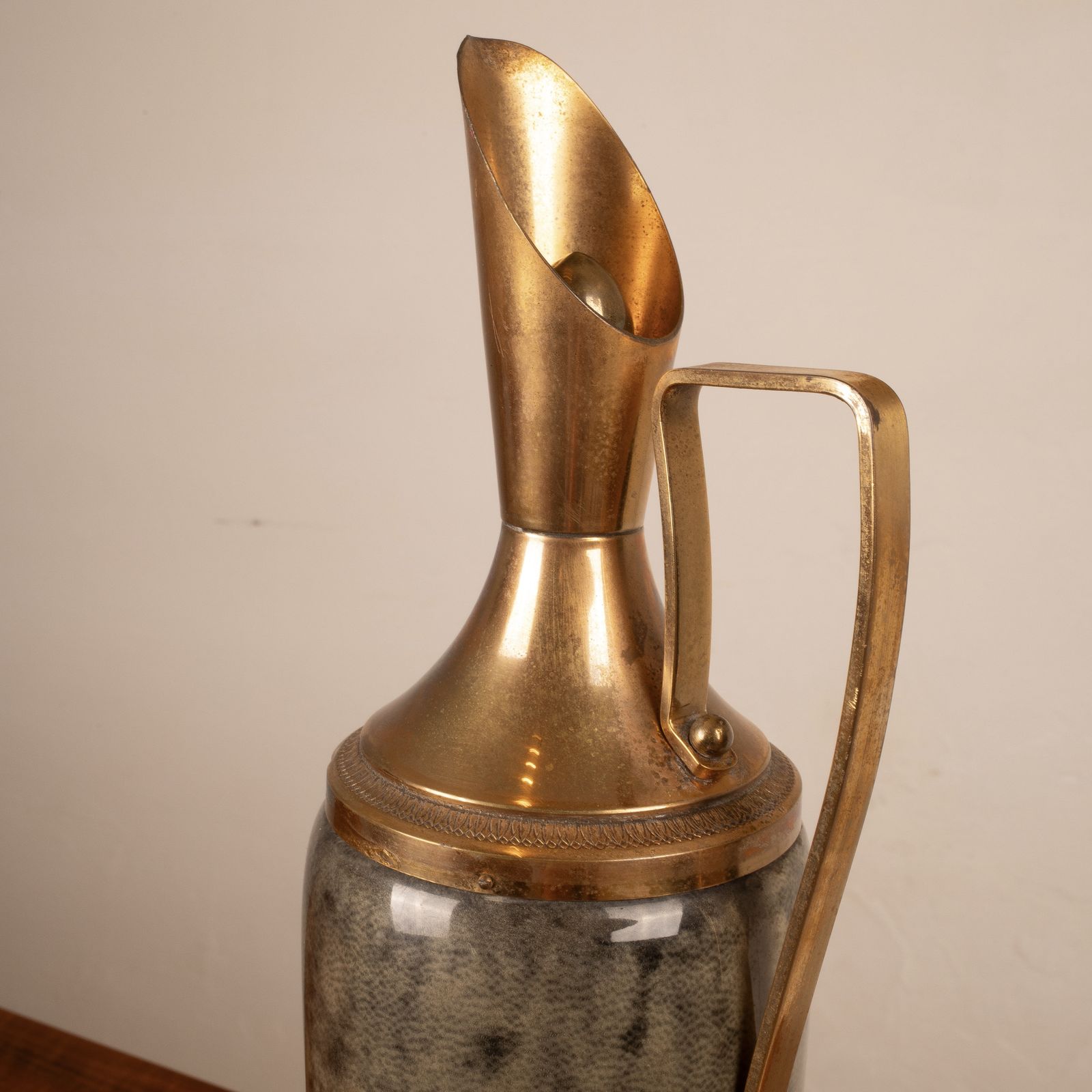 Thermos In Gray Parchment And Brass By Aldo Tura 1960 photo 1037.0