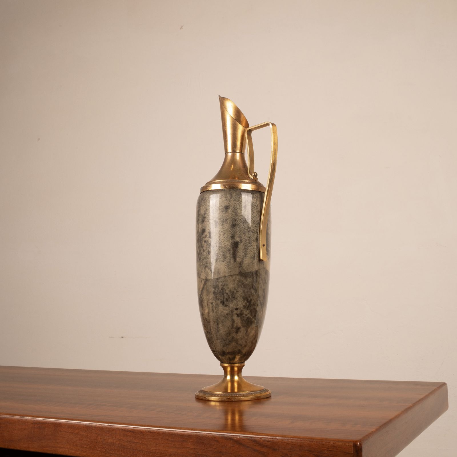 Thermos In Gray Parchment And Brass By Aldo Tura 1960 photo buy