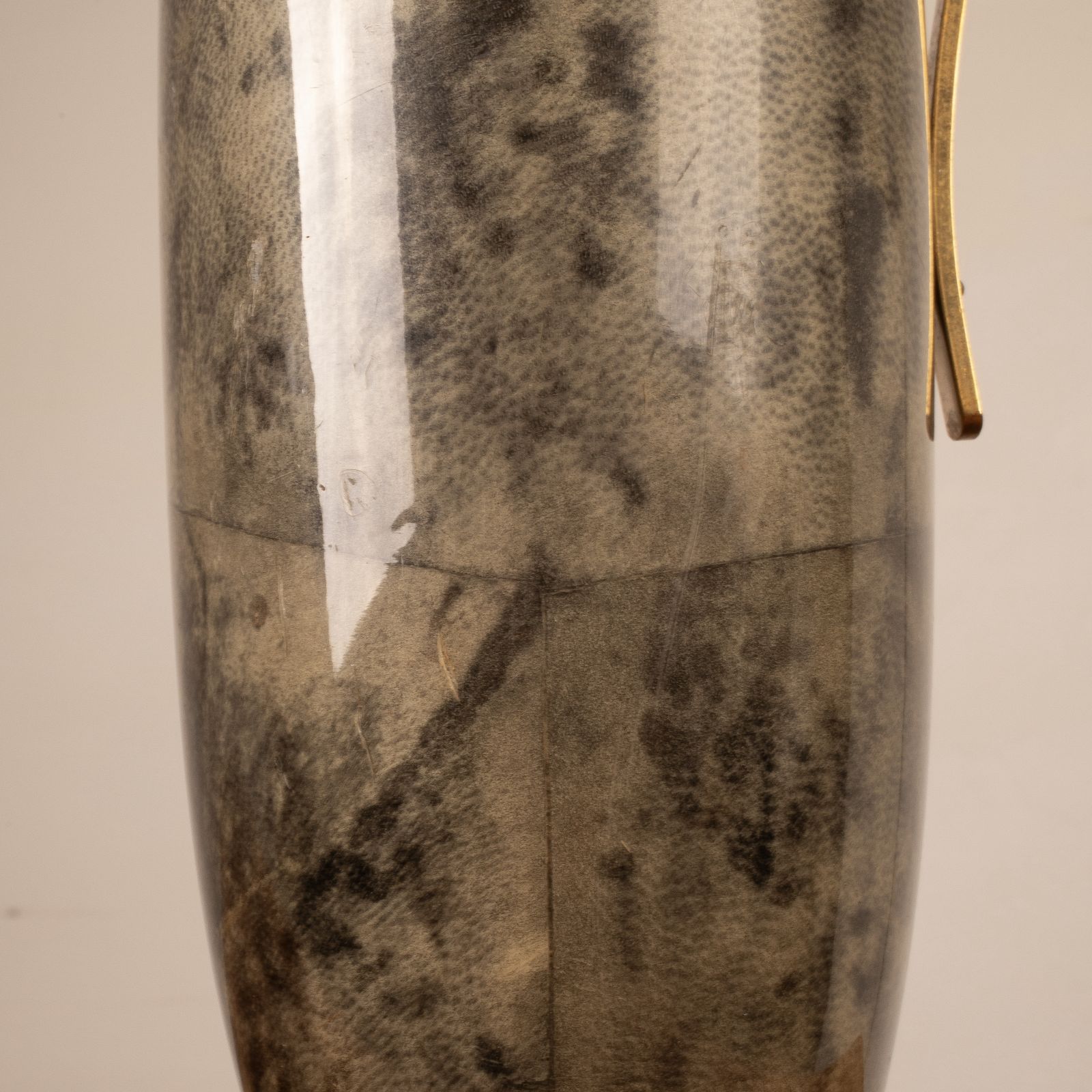 Thermos In Gray Parchment And Brass By Aldo Tura 1960 photo vintage