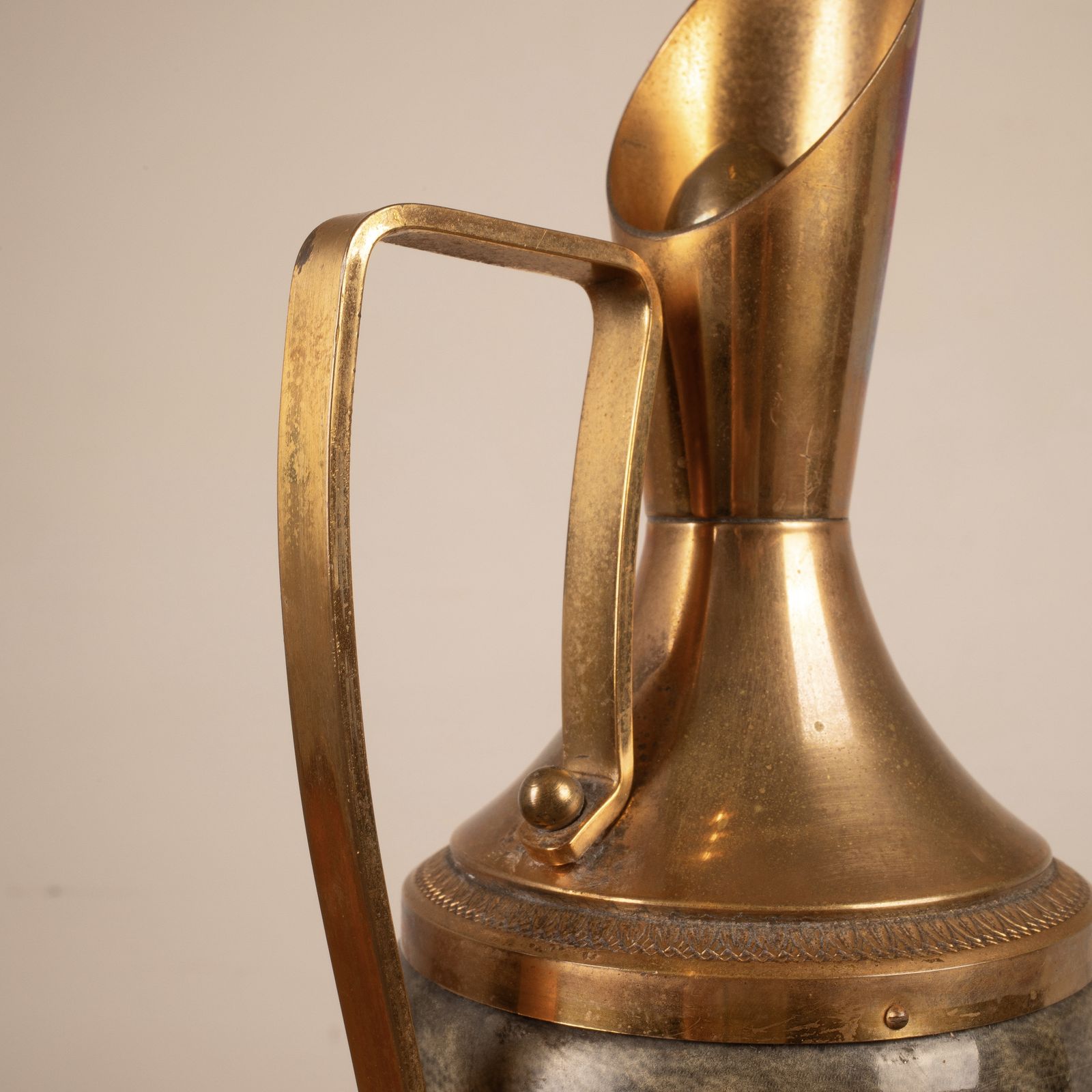 Home Decor Thermos In Gray Parchment And Brass By Aldo Tura 1960 photo