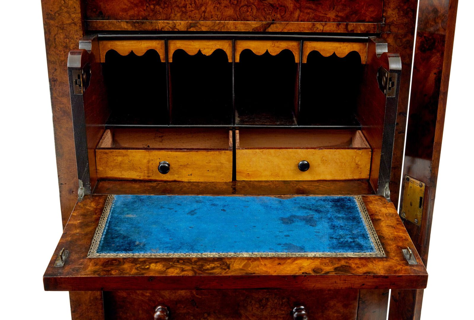 Early Victorian Burr Walnut Wellington Chest photo for sale
