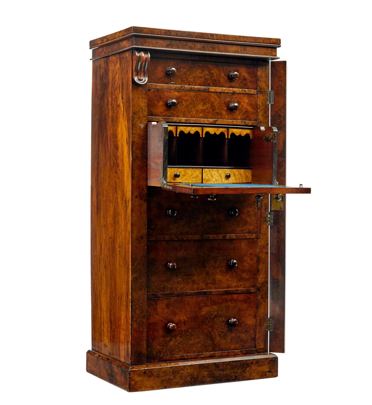Furniture Early Victorian Burr Walnut Wellington Chest photo