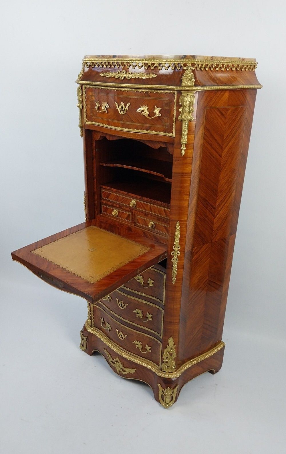 2450.0 French Antique Marble Top Chest Of Drawers With Gilt Bronze Mounts Louis Xv1 Style photo