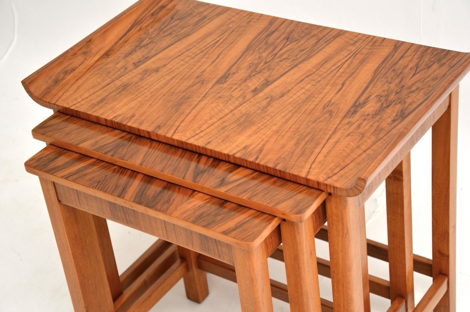 Art Deco Figured Walnut Nest Of Tables photo vintage