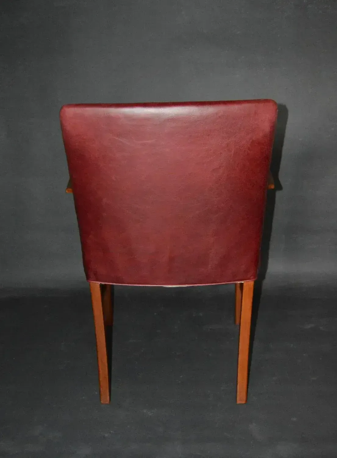 Set Of Armchairs Of Burgundy Red Leather Teak By Ole Wanscher For A.J. Iversen, 1950s photo 5877.65