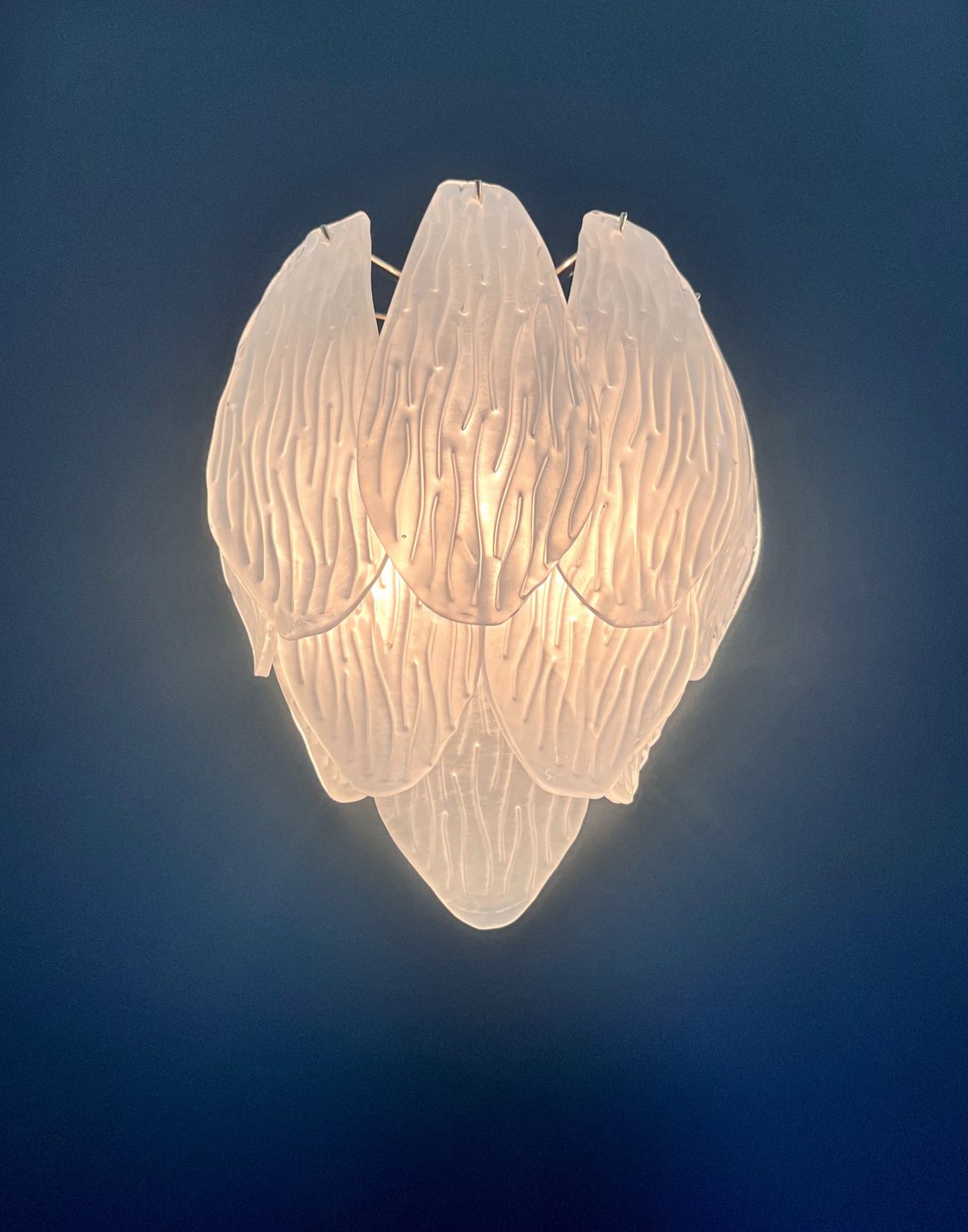 450.0 Pair Of Italian Vintage Murano Glass Wall Sconces   Frosted Glasses photo