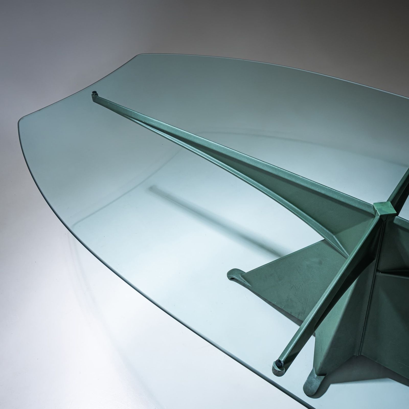 Aluminum And Glass Dining Table, Model “Alada”, Attributed To Oscar Tusquets For Casas, Spain, 1980s photo for sale