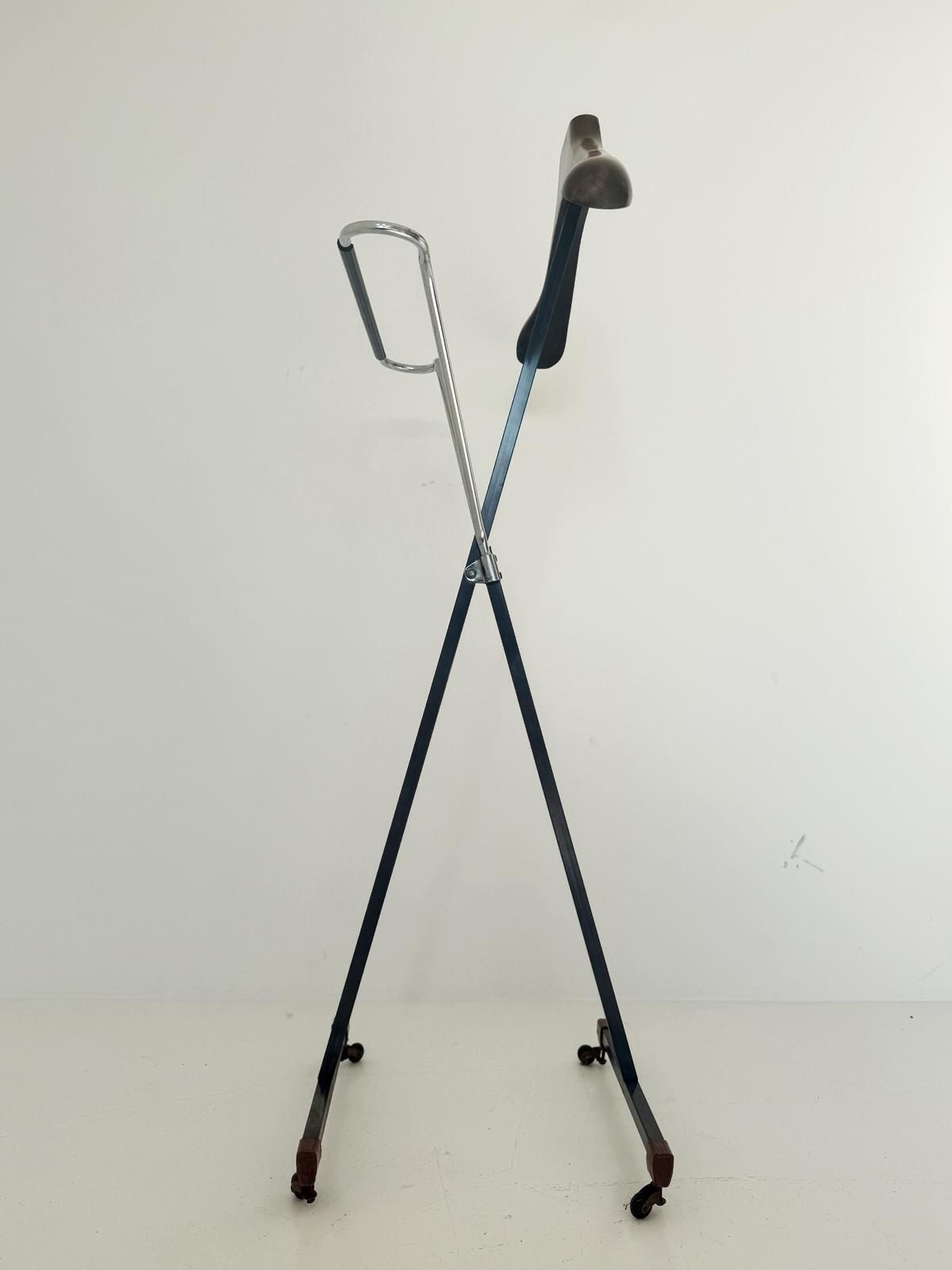Vintage Valet Stand With Metal And Wood Structure – 1970s