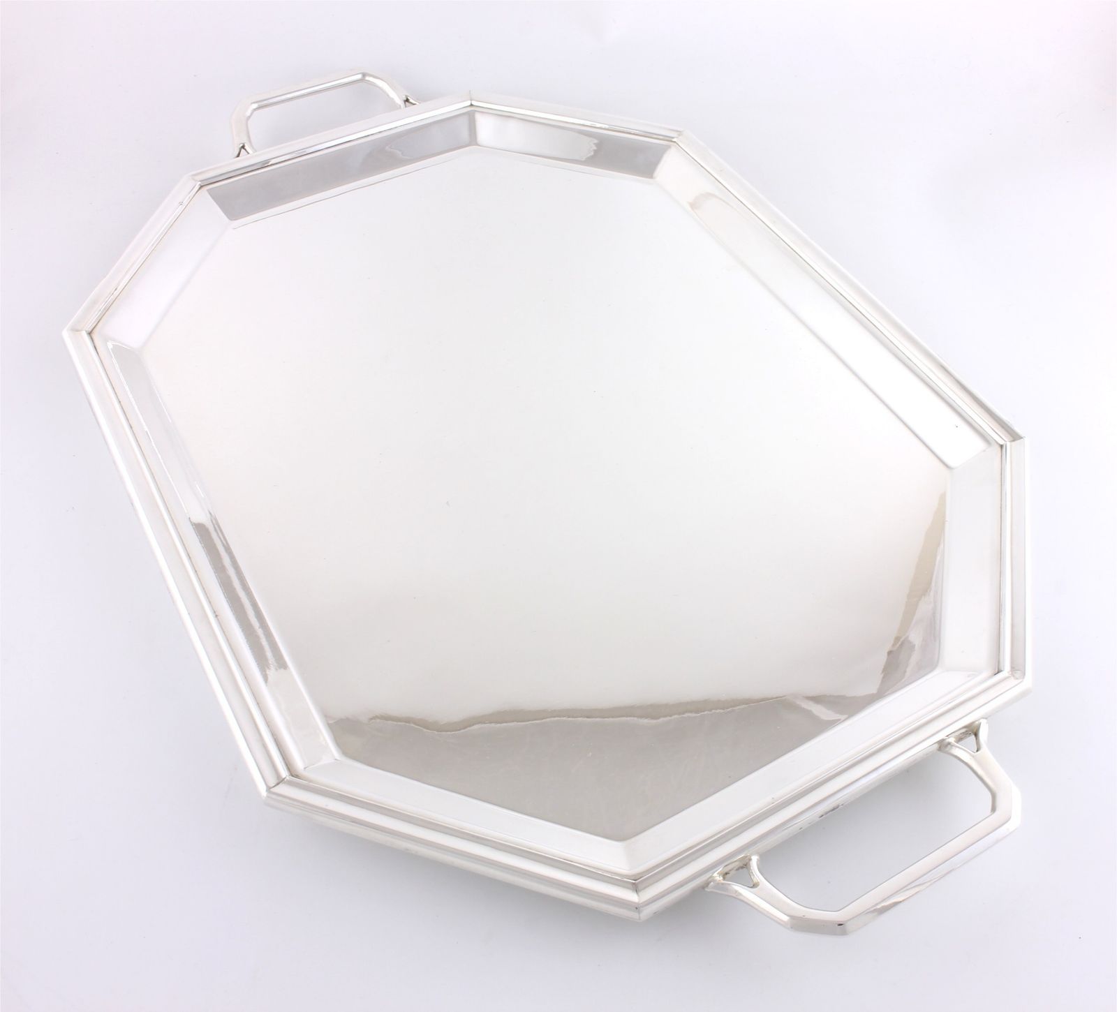 Art Deco Silver Plate Cocktail Tray. Octagonal Drinks Bar Tray. 1930's. photo Home Decor