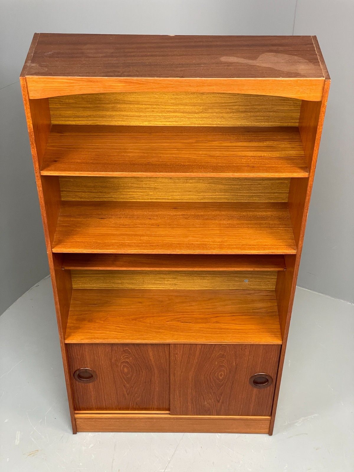 Vintage Teak Wall Unit Retro 1960s Shelving Sliding Doors Eb10669 Mwoo photo for sale