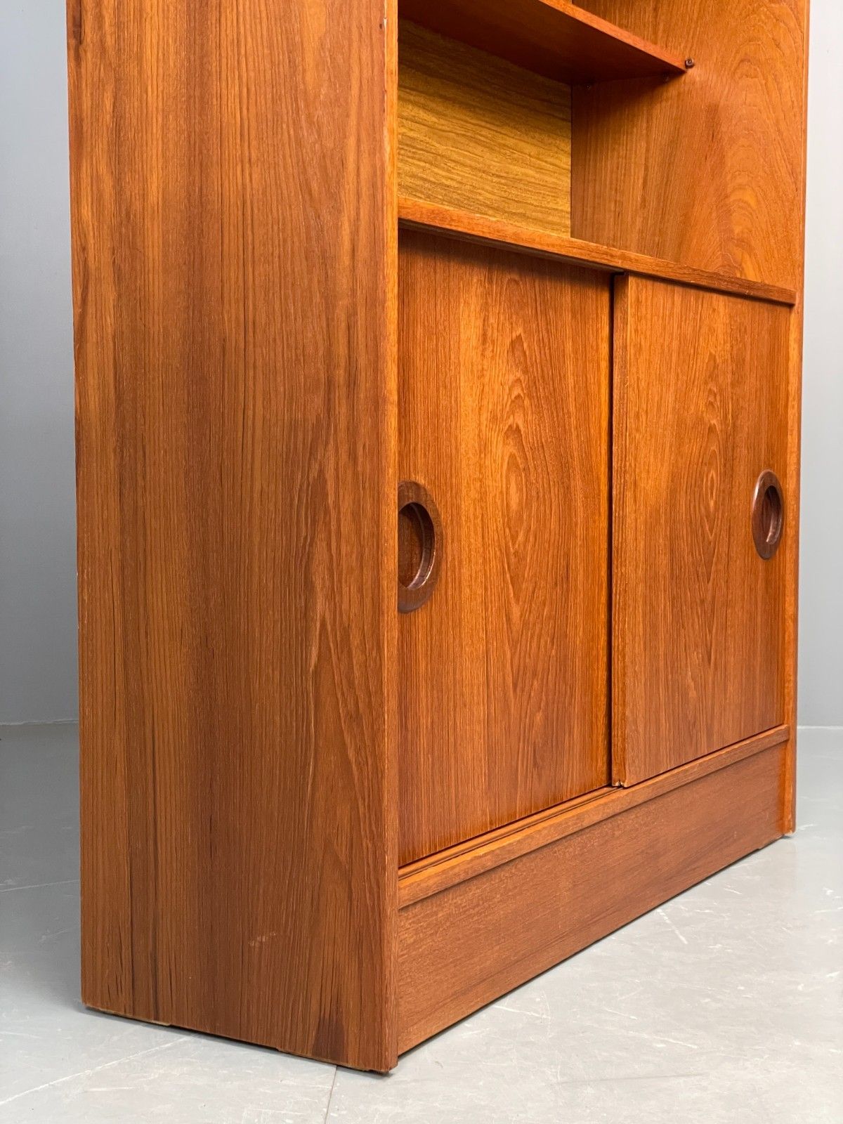 Furniture Vintage Teak Wall Unit Retro 1960s Shelving Sliding Doors Eb10669 Mwoo photo