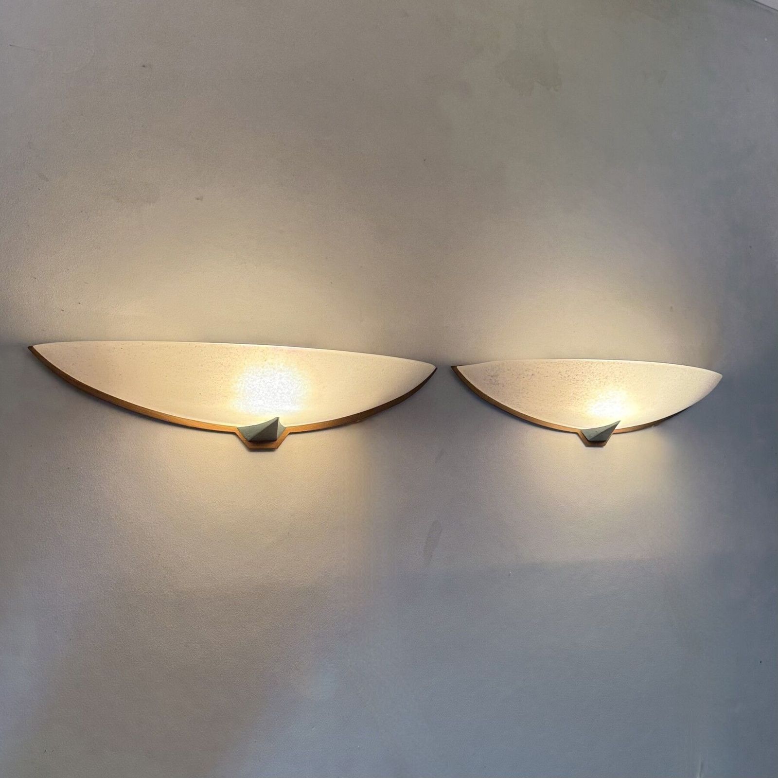 photo for sale Pair Italian Wall Lamps Sconce Glass And Metal , 1980s