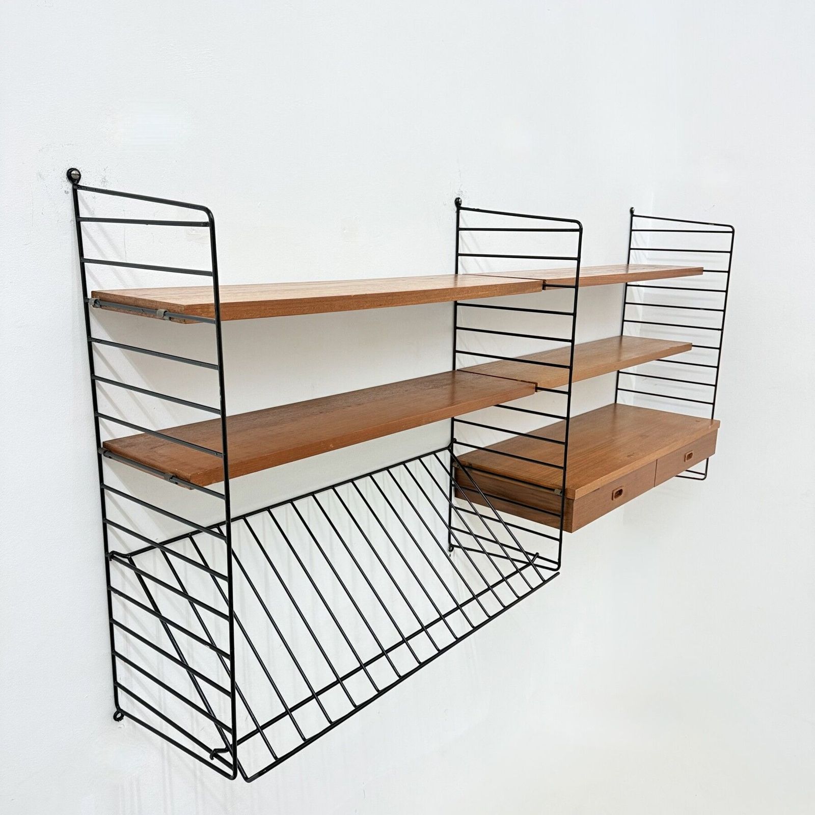 Mid Century Nisse Strinning String Design Teakhouten Wandmeubel, Ca. Jaren 1960 photo furniture