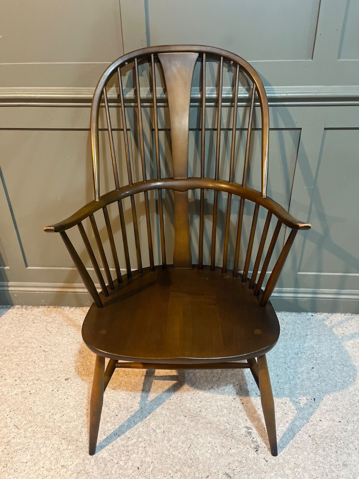 Vintage Ercol Chairmaker’s Chair Dark Wood Tone photo buy
