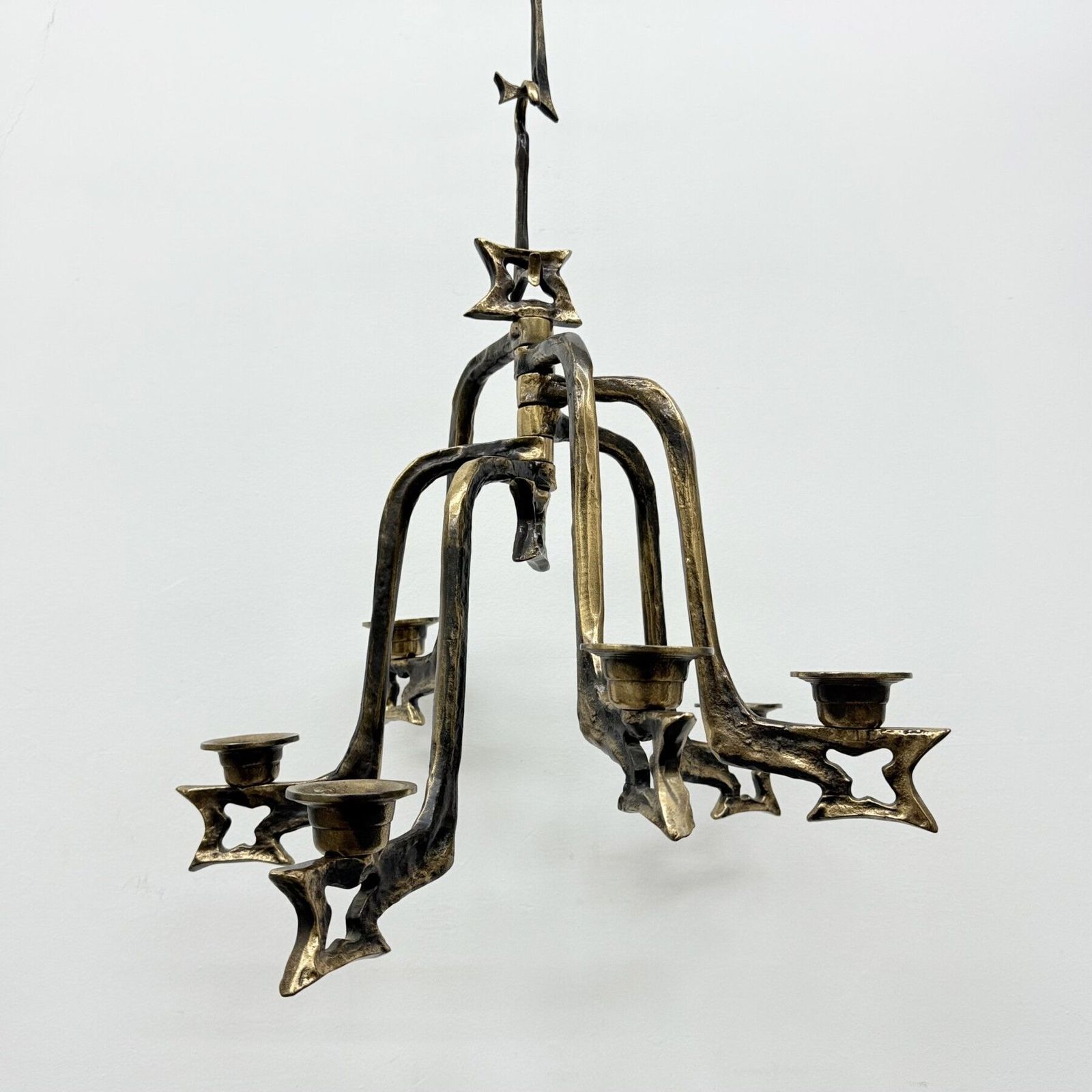 Grote Brutalistische Bronzen Hangende Kandelaar, Jaren 1970