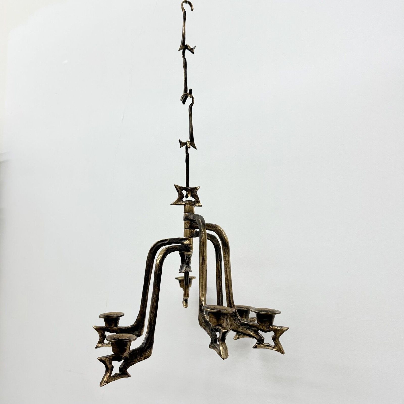 Grote Brutalistische Bronzen Hangende Kandelaar, Jaren 1970 photo 2735.0