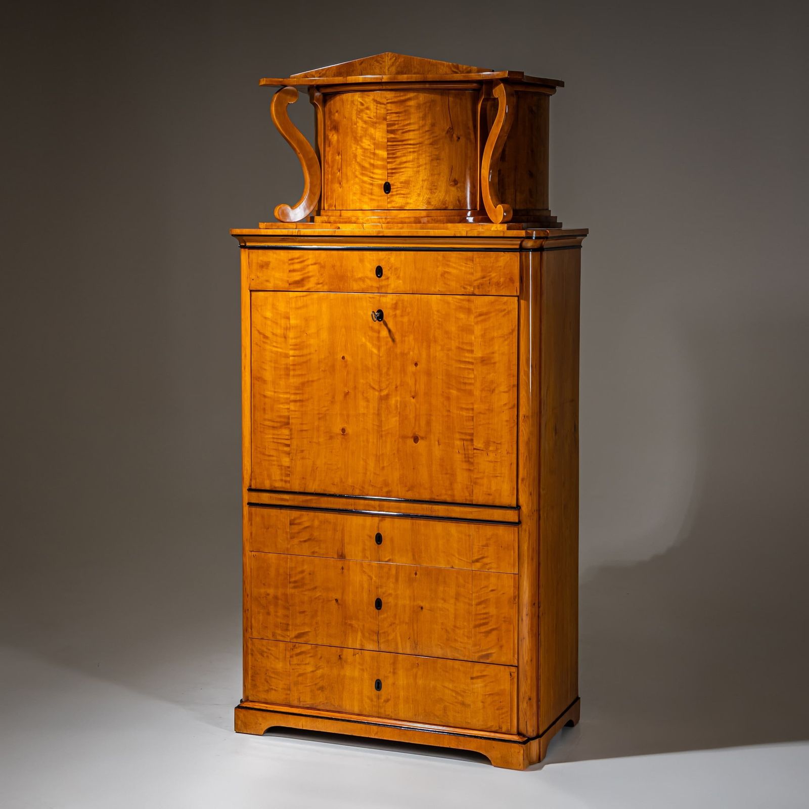 Biedermeier Secretary Desk In Birch, Germany, Circa 1830 photo vintage