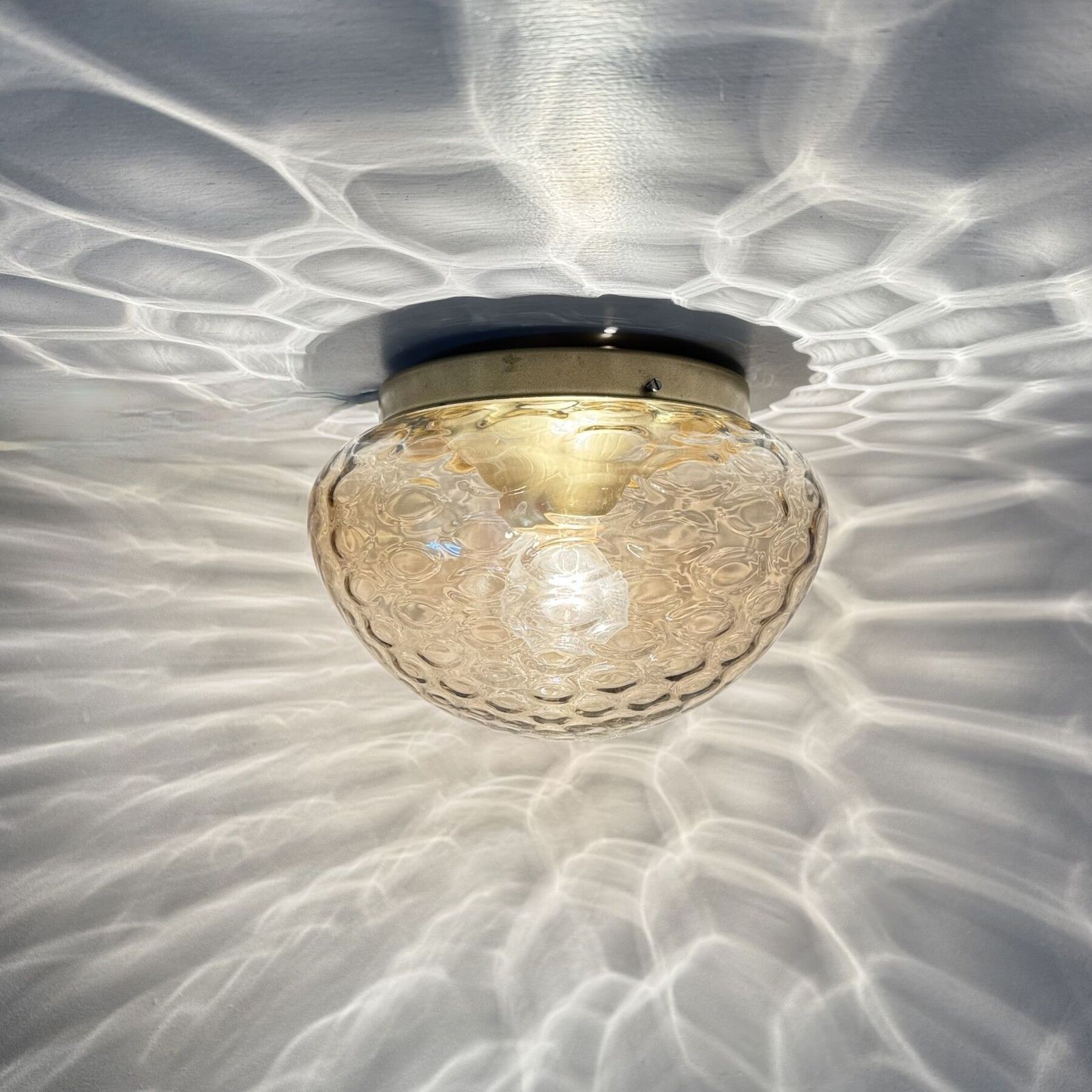Mid Century Design Rzb Plafondlamp / Plafondmontage, Glas Jaren 1970 photo for sale