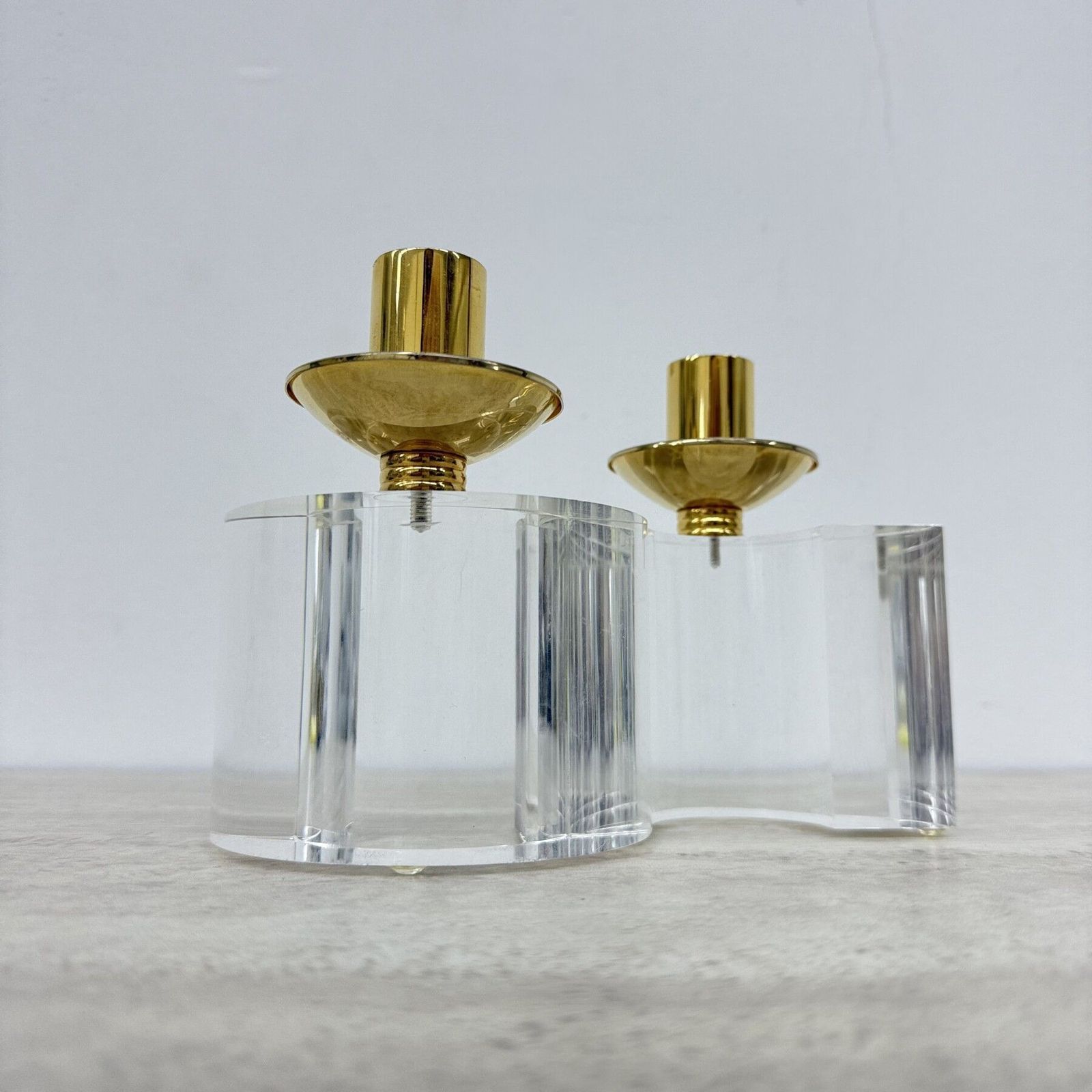 Set Van 2 Lucite Kandelaars, Ca. Jaren 1970