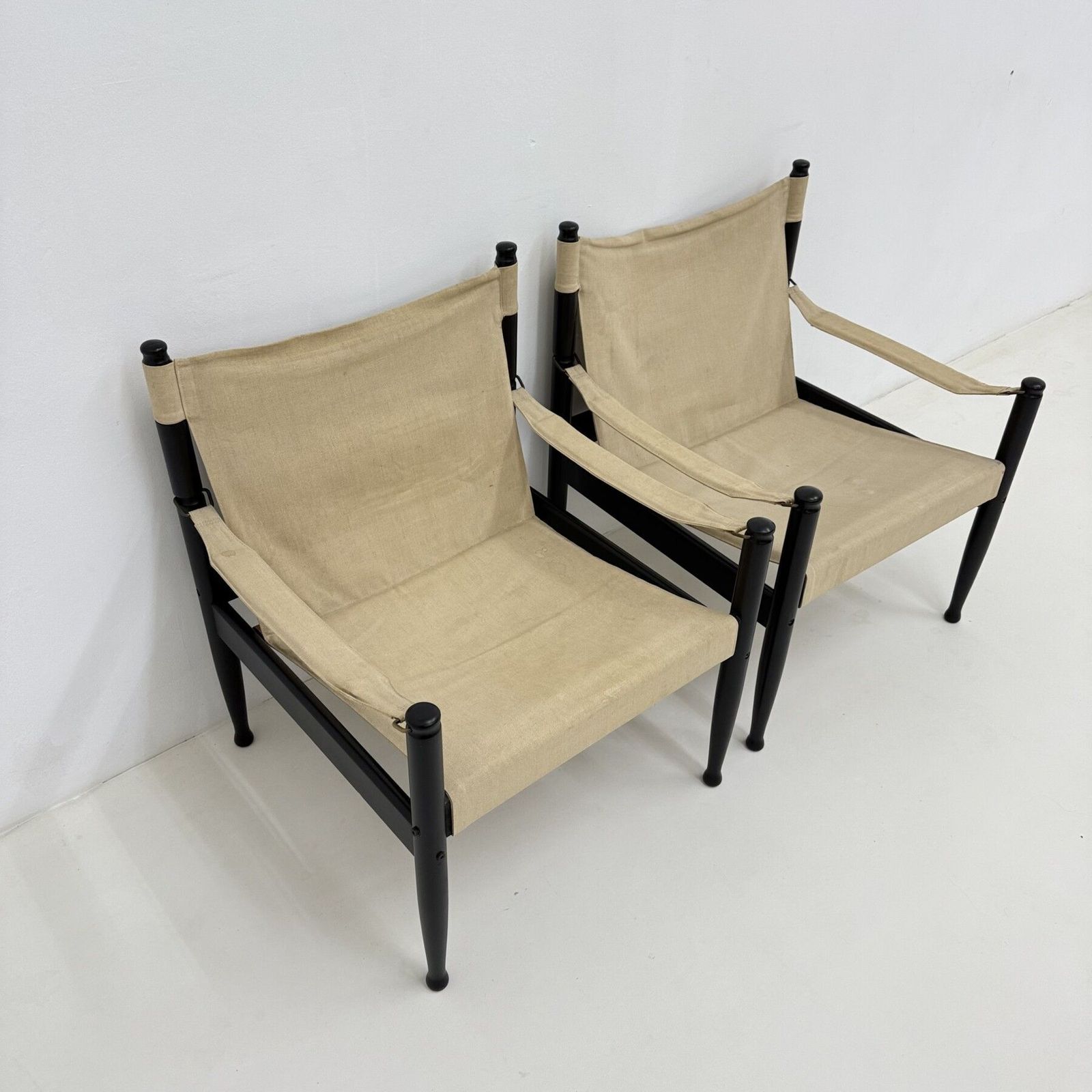 photo vinterior Set Of Mid Century Danish Safari Chairs By Erik Wørts For Niels Eilersen, 1960s