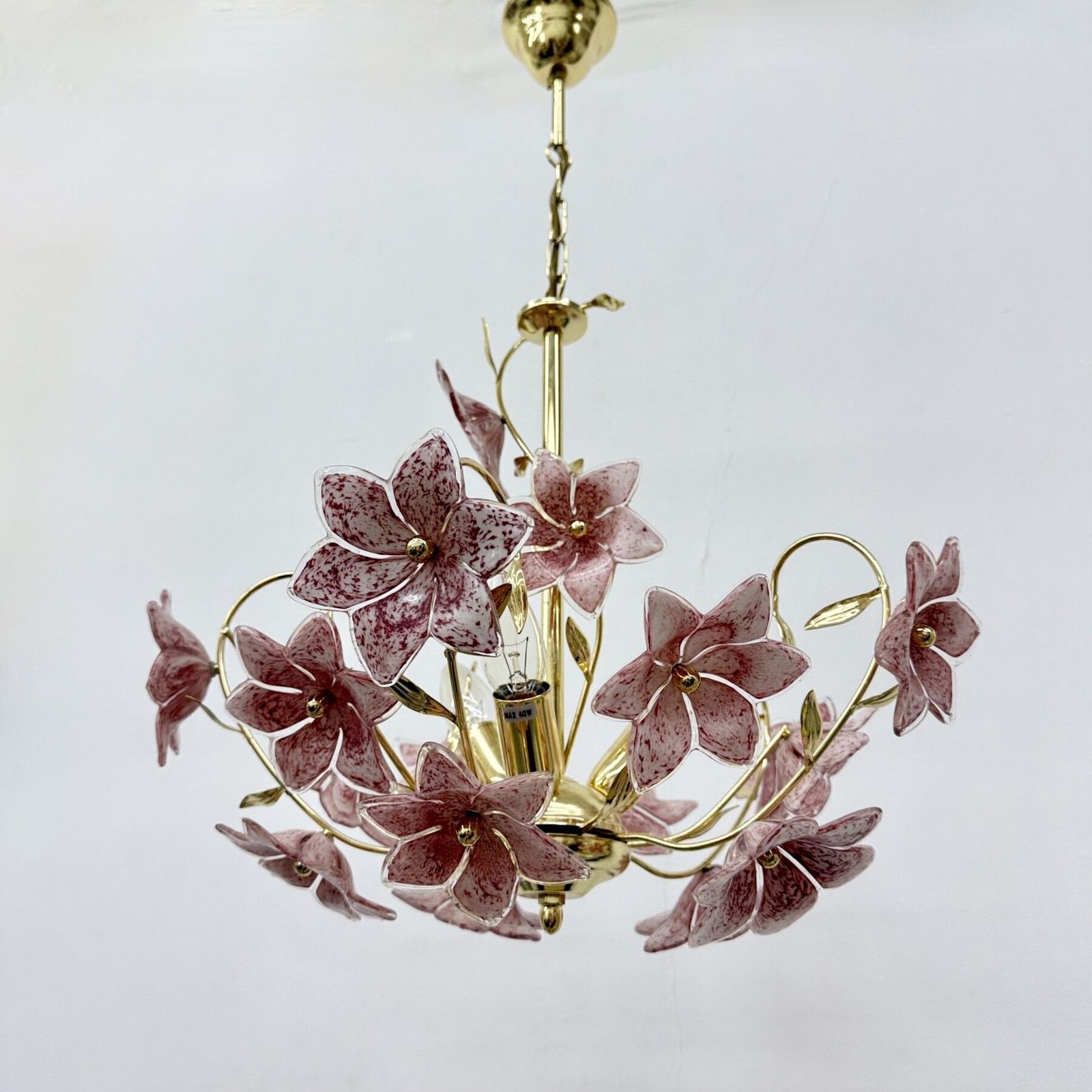 photo buy Murano Pink Glass Flower Chandelier , 1970s