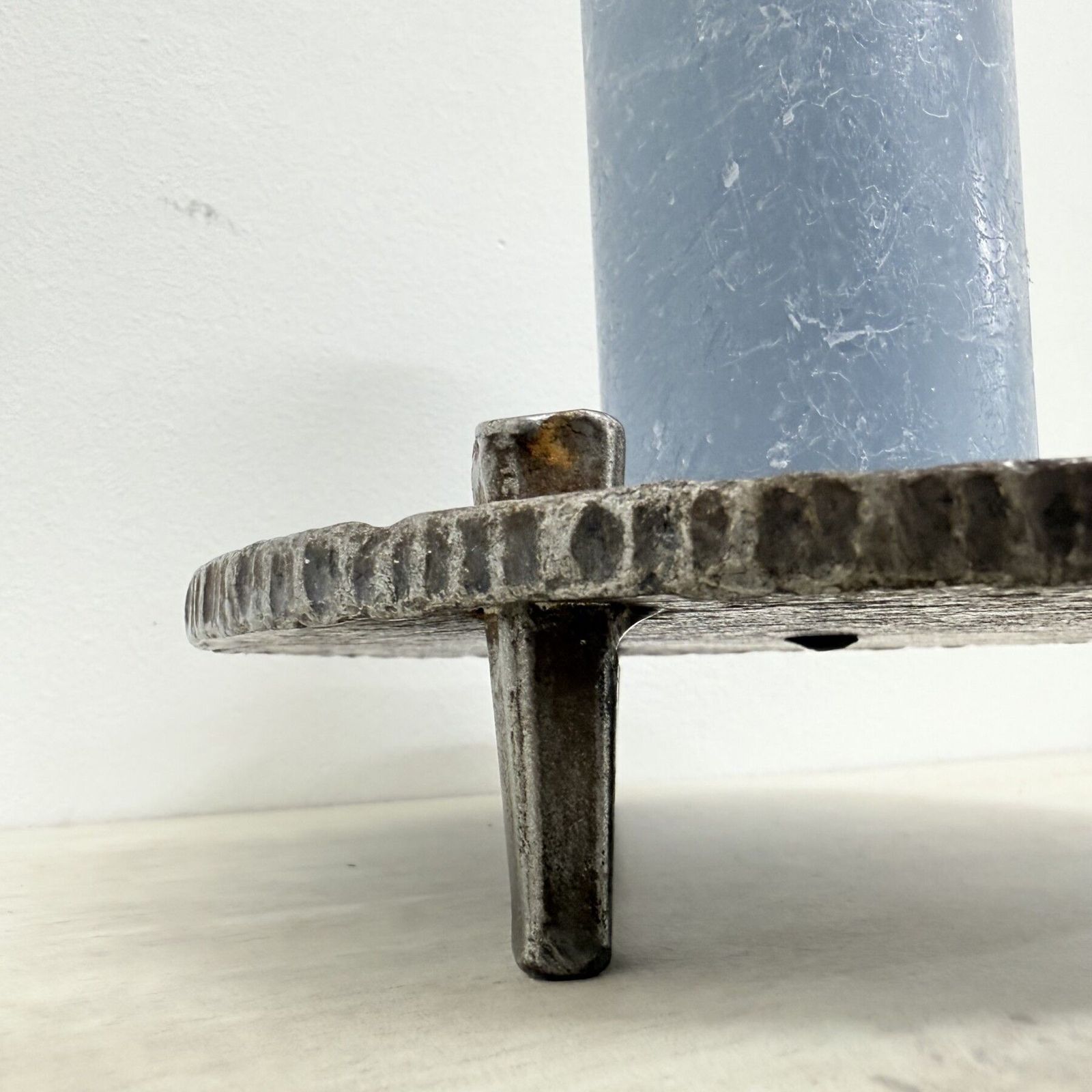 191.0 Brutalist Metal Candle Holder , 1970s photo