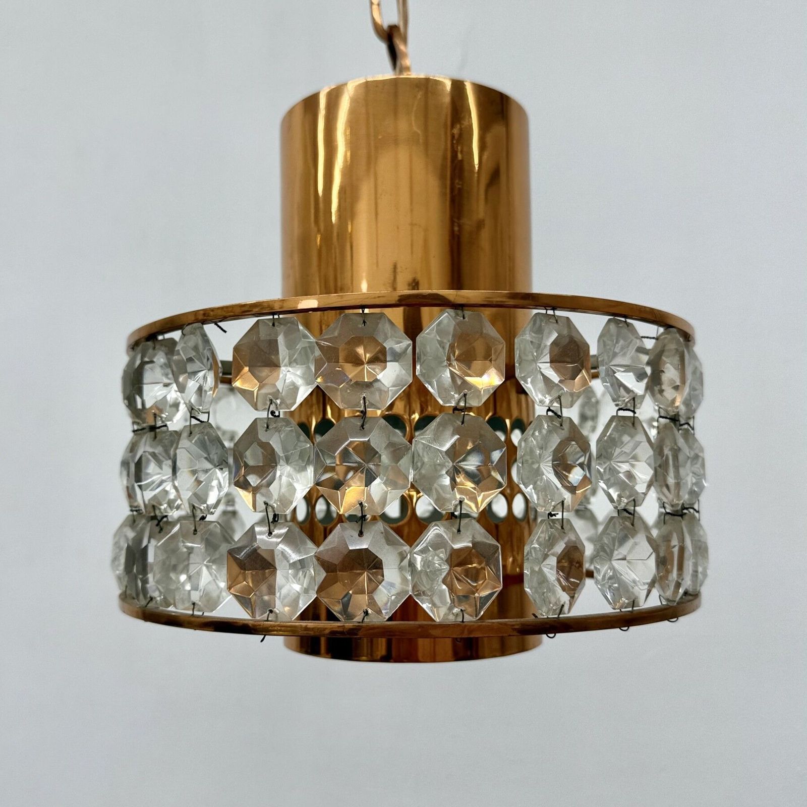 Mid Century Design Kristallen Hanglamp Rosé Goud, Jaren 1970 photo vinterior