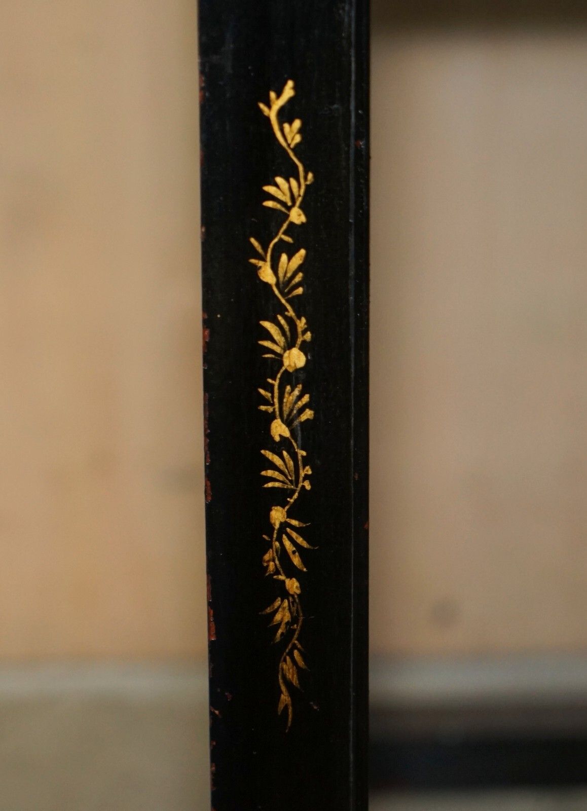 Antique Victorian Circa 1880 Chinese Chinoiserie Lacquered Side End Lamp Table photo vintage
