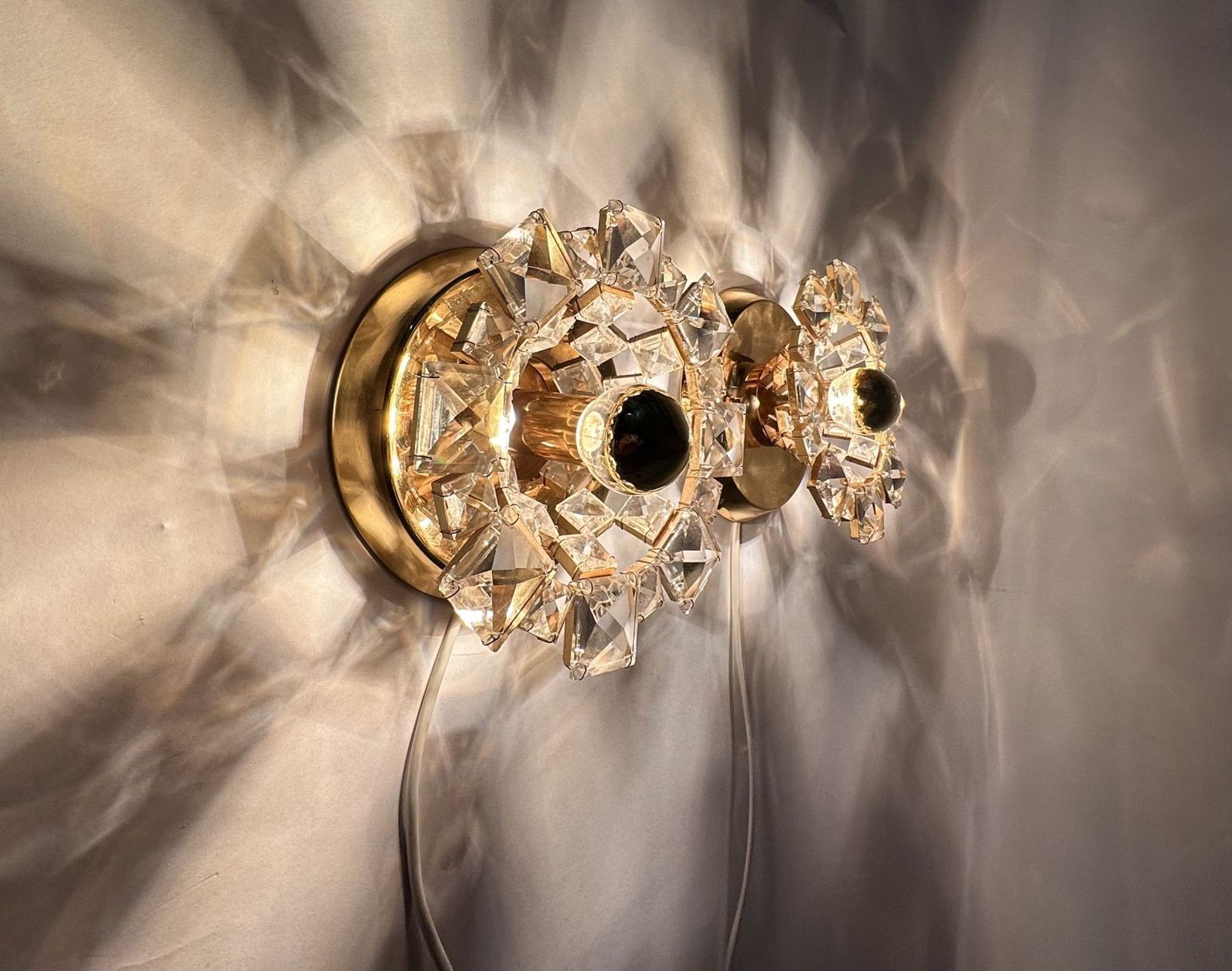 Set Of 2 Palwa Crystal Wall Lamps Sconce Lamp , 1970’s Germany photo Lighting