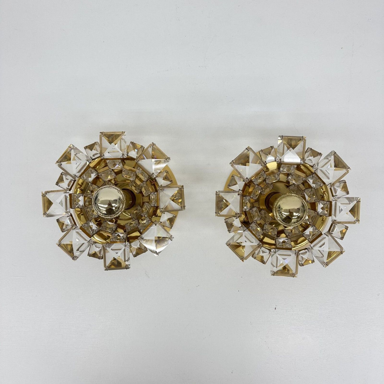 Lighting Set Of 2 Palwa Crystal Wall Lamps Sconce Lamp , 1970’s Germany photo