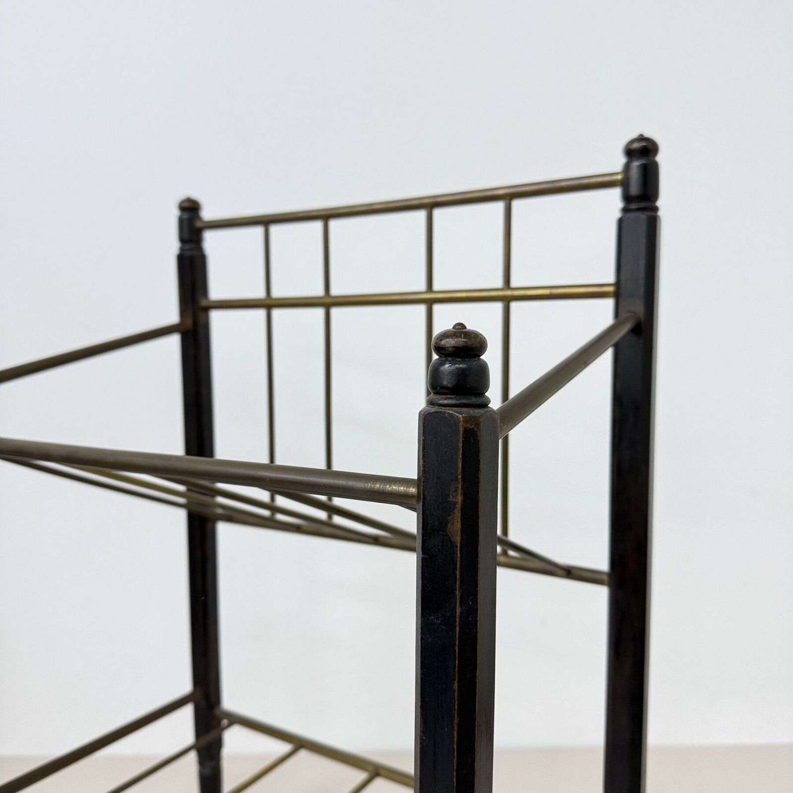 Wooden Magazine Rack With Brass Details , 1950s photo 356.0