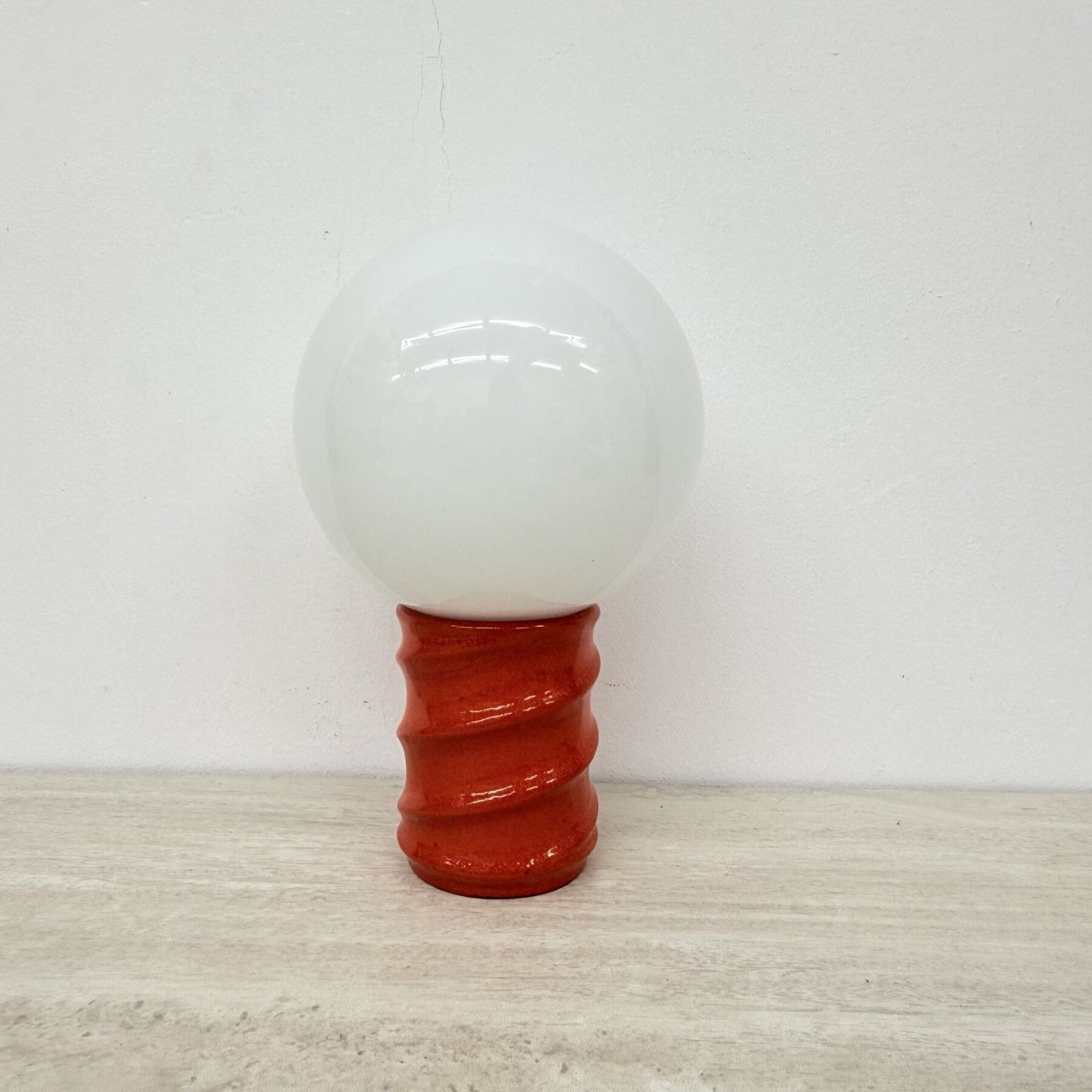 Vintage Keramieken Tafellamp Met Glazen Bol, Jaren 1970 photo buy