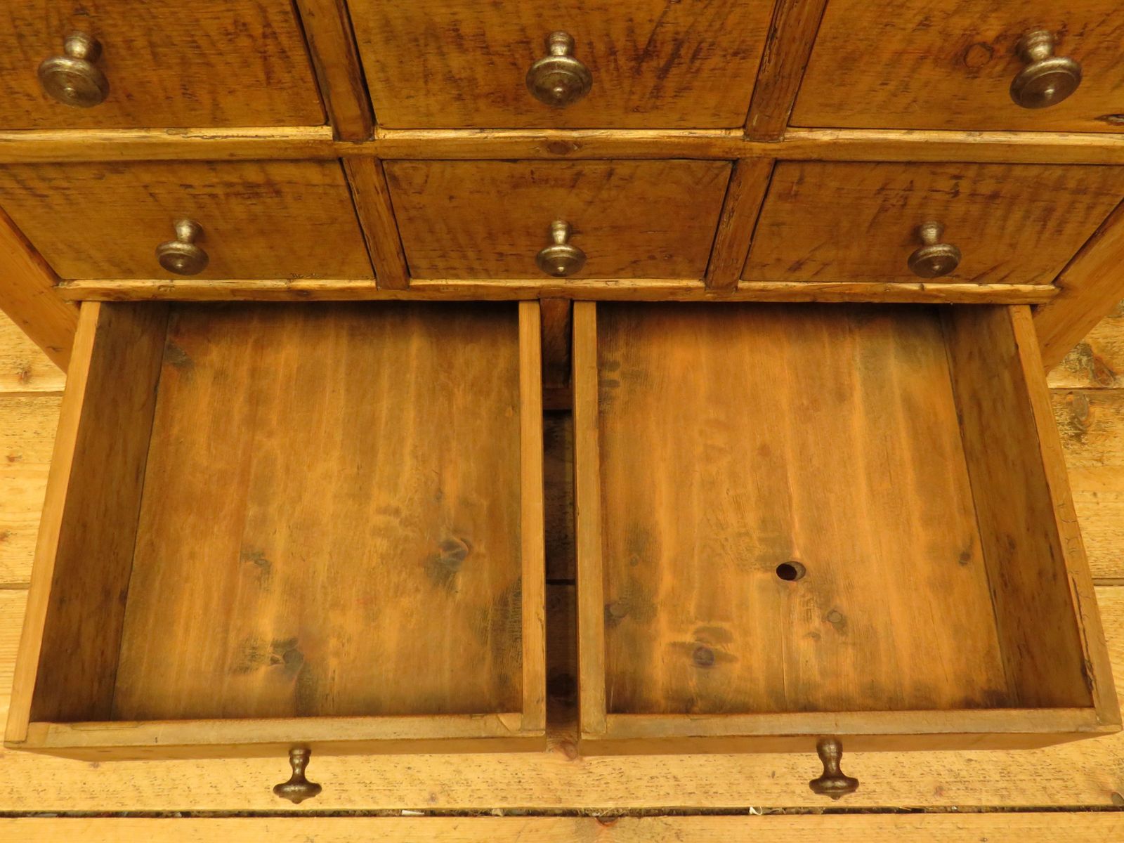 1200.0 Large Handmade Pine Bank Of Drawers photo