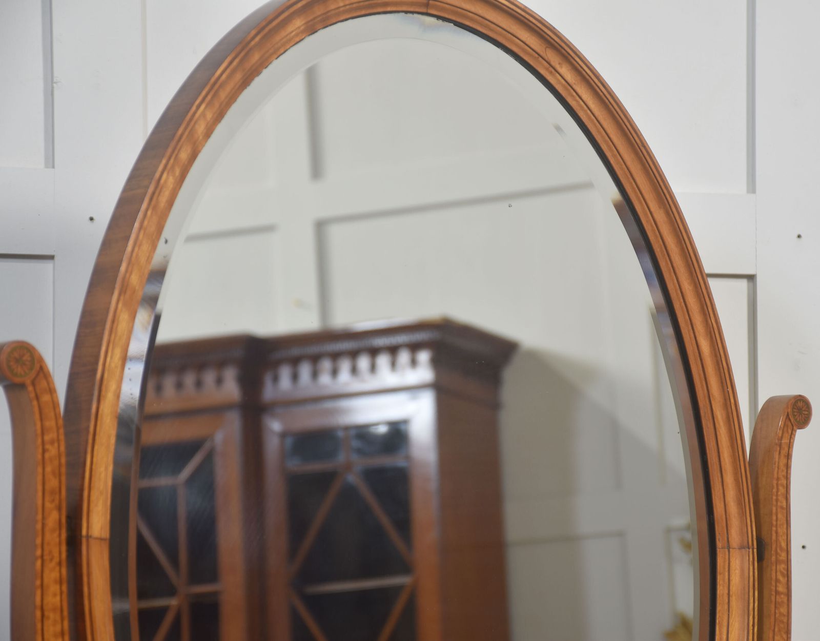 Fine Satinwood Inlaid Dressing Table Mirror photo for sale