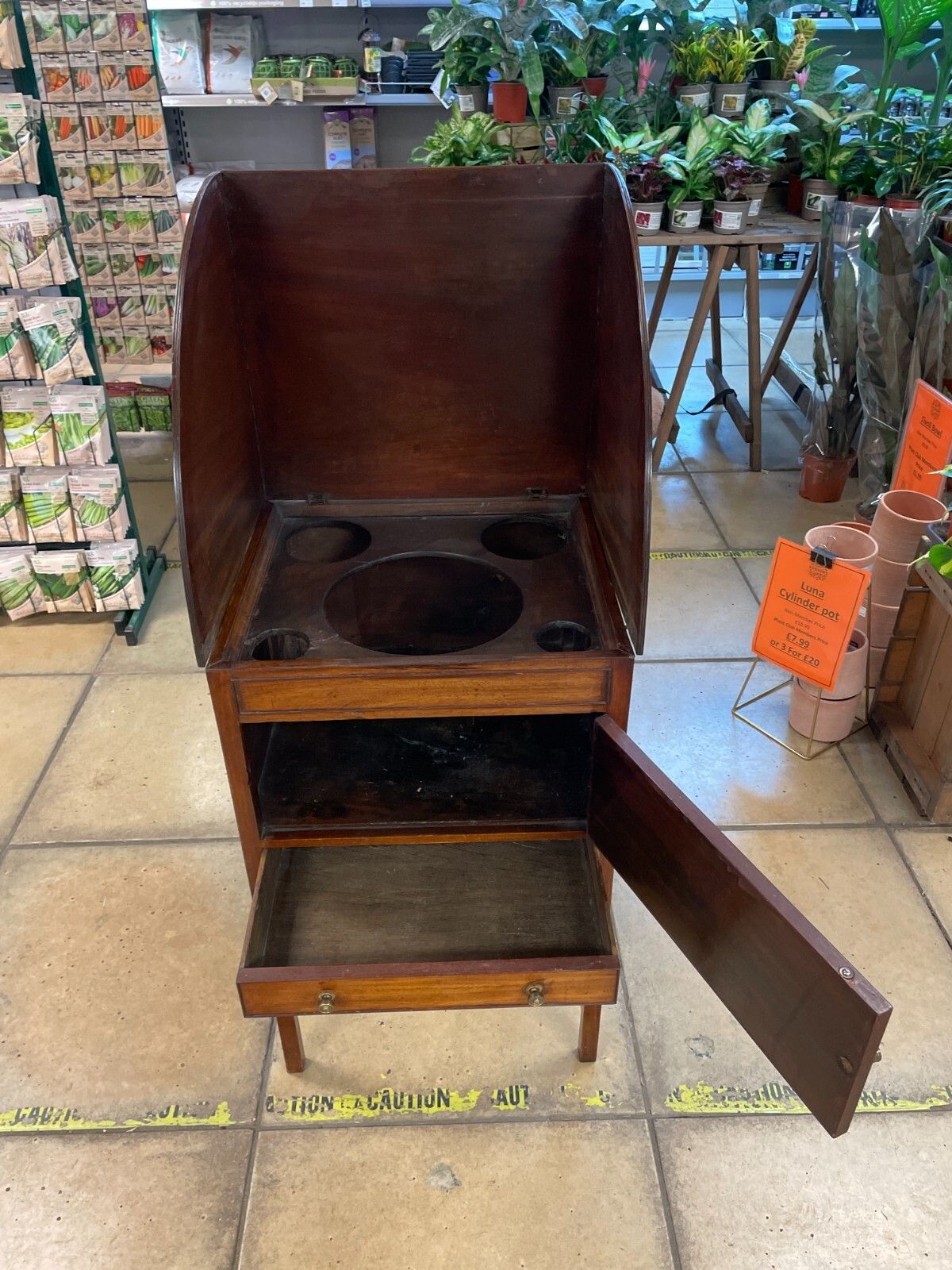 Georgian Original Antique Mahogany Washstand With Cupboard & Hinged Top photo furniture