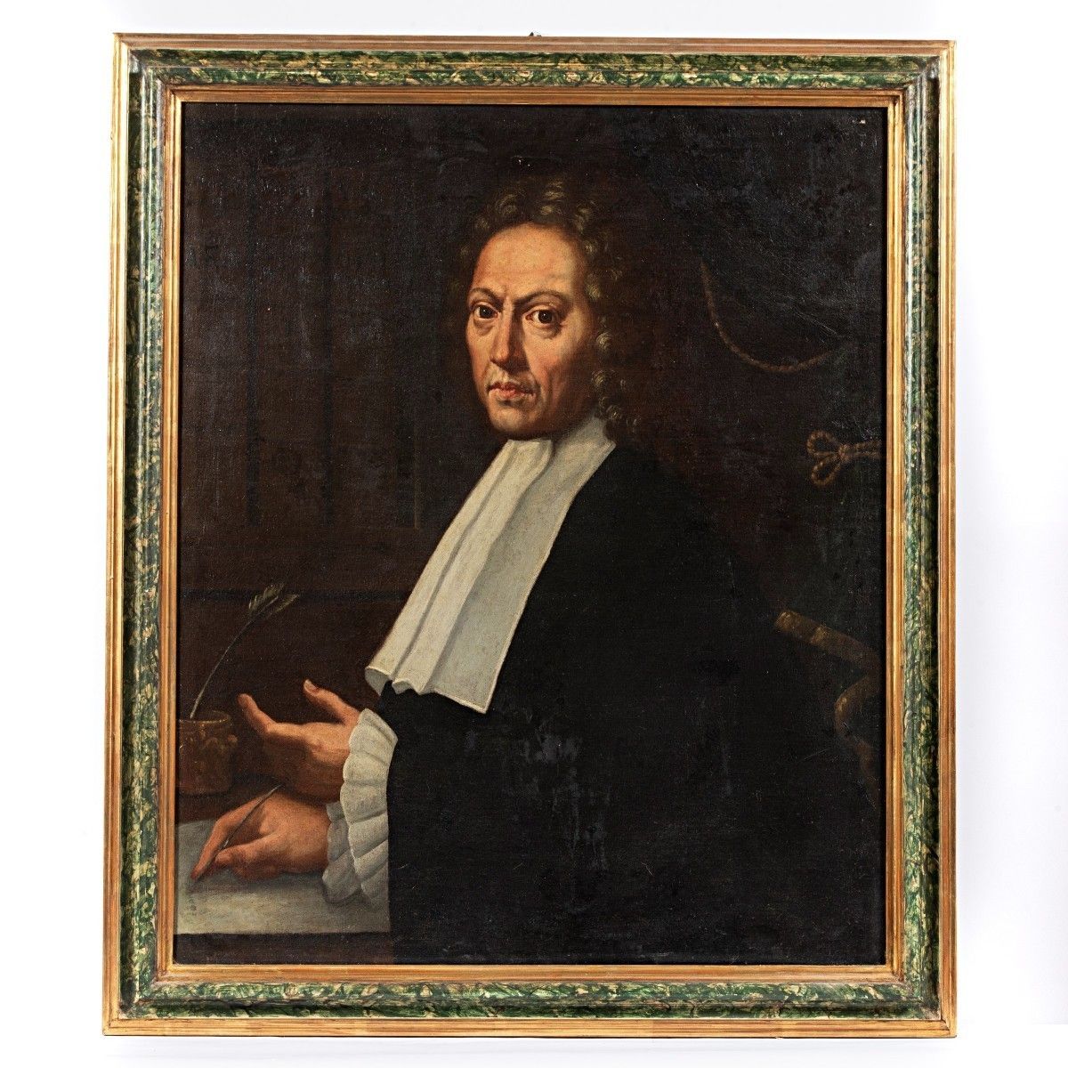 Antique Painting Portrait Of Magistrate Late 17th Early 18th Century