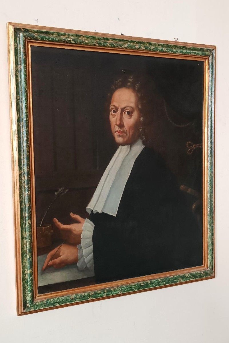 Antique Painting Portrait Of Magistrate Late 17th Early 18th Century photo furniture