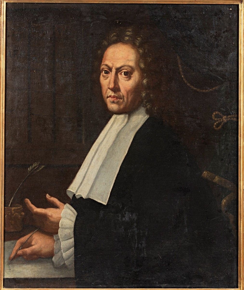 Antique Painting Portrait Of Magistrate Late 17th Early 18th Century photo Art