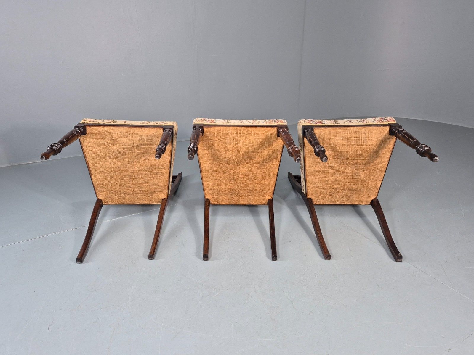 photo for sale 3 Antique Saloon Chairs Rosewood Frame Floral Seats Inlay Victorian Eb10990 Vdin