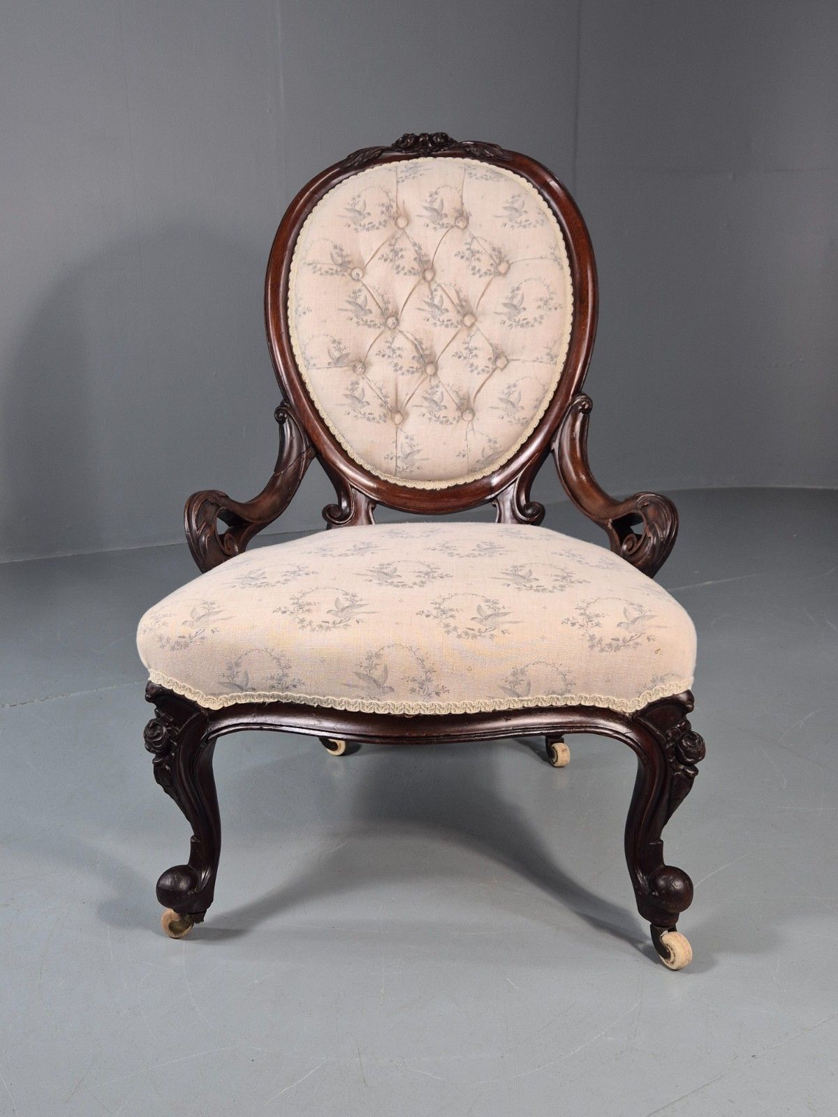 Victorian Balloon Back Nursing Chair Mahogany Carved Frame 1880s Eb10989 Vcar photo furniture