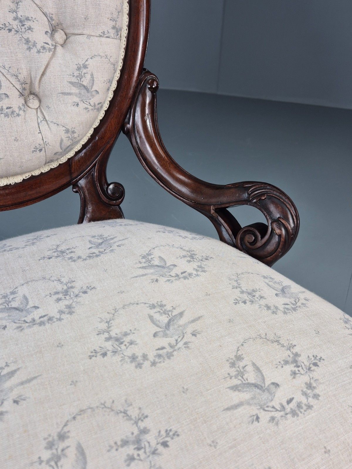 Furniture Victorian Balloon Back Nursing Chair Mahogany Carved Frame 1880s Eb10989 Vcar photo